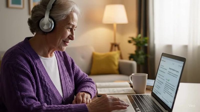 Kursantka na lekcji online przy laptopie