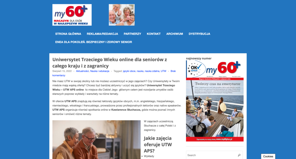 my60plus.pl uniwersytet trzeciego wieku online dla seniorow z calego kraju i z zagranicy 1 - Uniwersytet Trzeciego Wieku Online